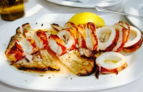 Grilled stuffed squid