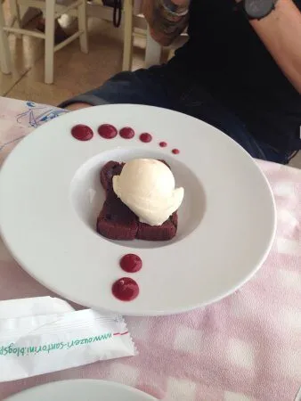 Dessert with berry sauce